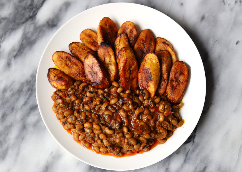Fried Plantain with Beans Stew